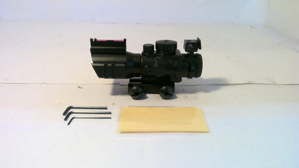 EDEMO Cactus Jack Tri-Illuminated Rifle Scope w/Fiber Optic Sight, 4x32mm, 25.4mm Tube, Black, 4x32 Tri-ILLuminate, EDEMO2