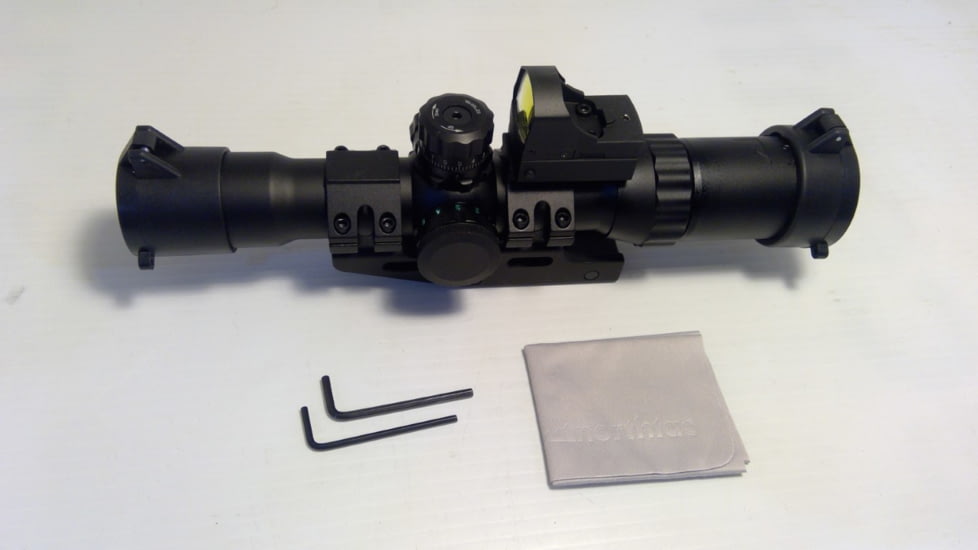 EDEMO Northtac 1-4X28 Assault Scope Combo w/ Red Dot, 28mm, Dot Etched Glass Reticle, Black, NT1428BH, EDEMO1