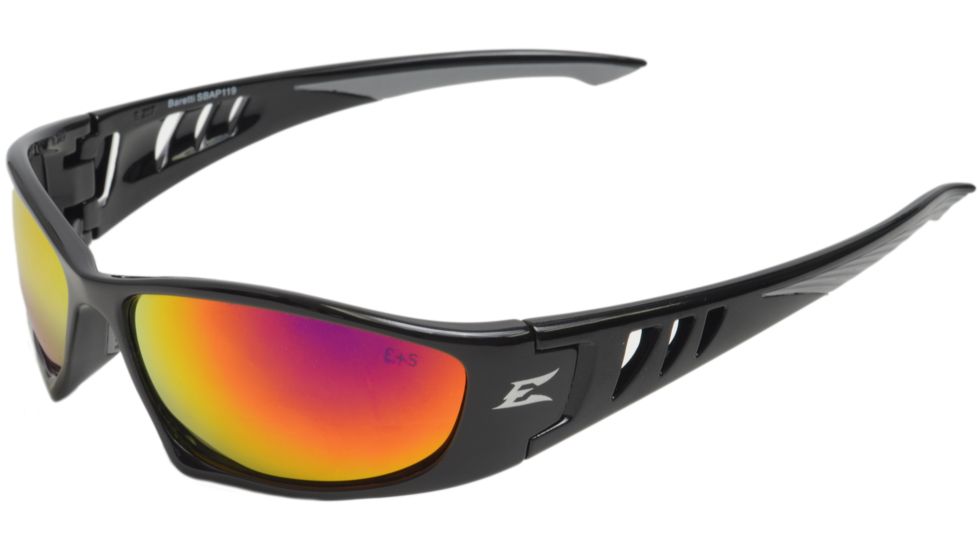 Edge Eyewear Baretti Safety Glasses Black Frame Aqua Precision Red Mirror Lens Sbap119