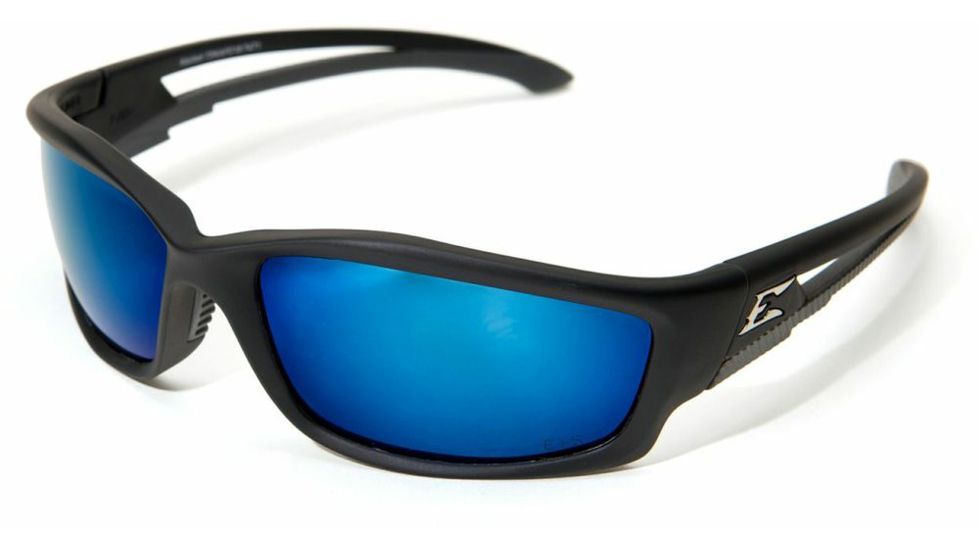 Edge Eyewear Kazbek Polarized-Black / Aqua Precision Blue Mirror Lens with Gasket GTSKAP218