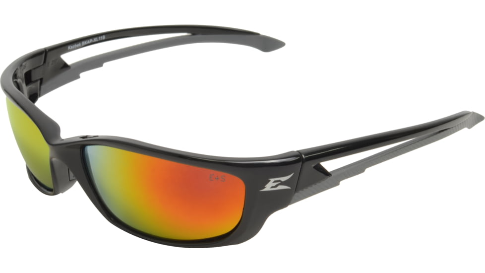 Edge Eyewear Kazbek Xl Safety Glasses Black Frame Aqua Precision Red Mirror Lens Skap Xl119