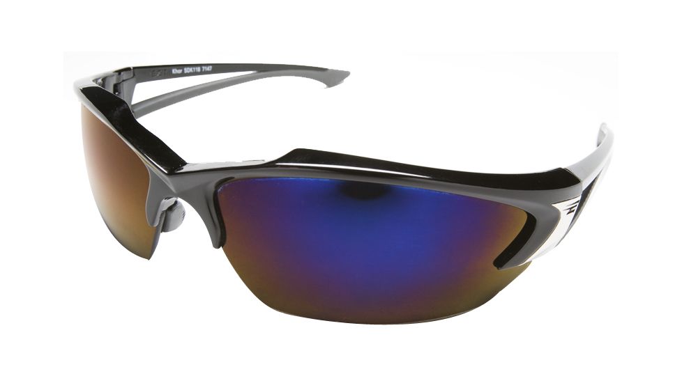 Edge Eyewear Khor Safety Glasses Black Frame Blue Mirror Lens Sdk118