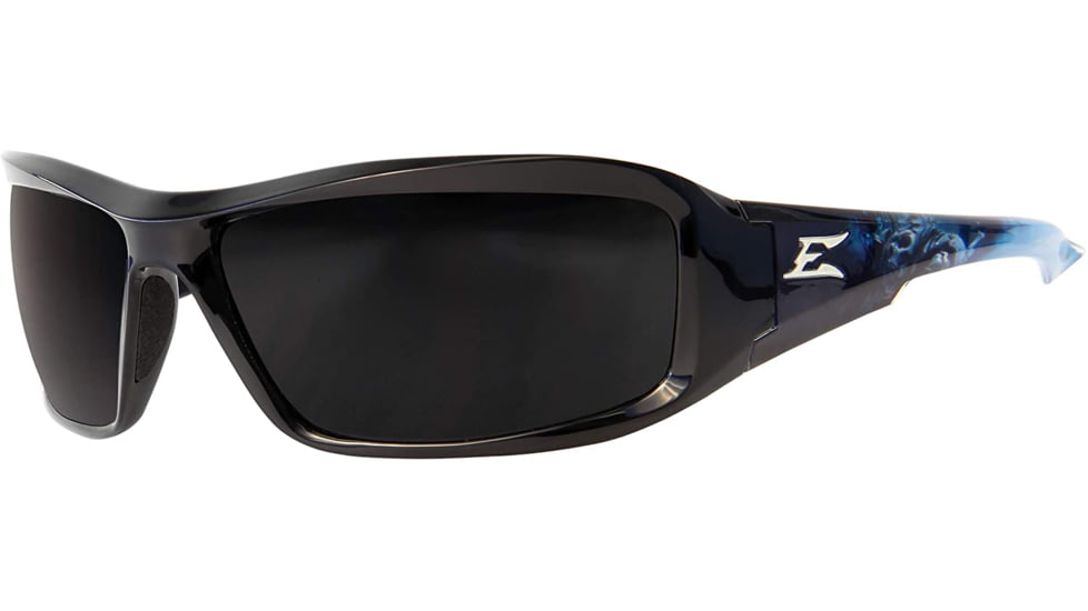 Edge Safety Eyewear Brazeau Apocalypse 2 Sunglasses, Black &amp; Blue Warrior Frame, Polarized Smoke Lens, One Size, TXB216-A2