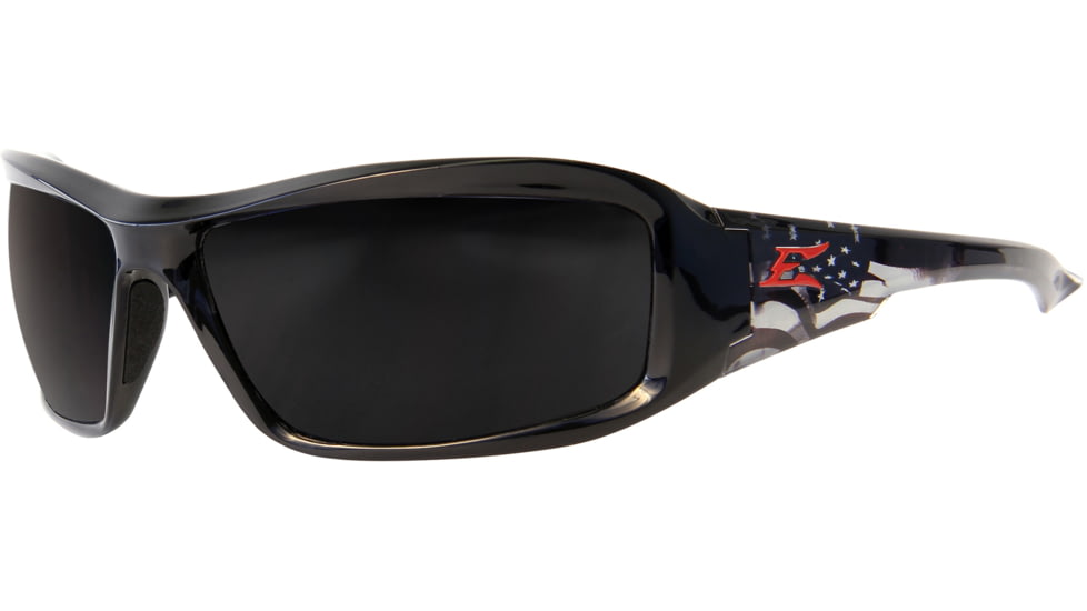 Edge Safety Eyewear Brazeau Patriot 1 Sunglasses, Black &amp; American Flag Frame, Smoke Lens, One Size, XB116-P1
