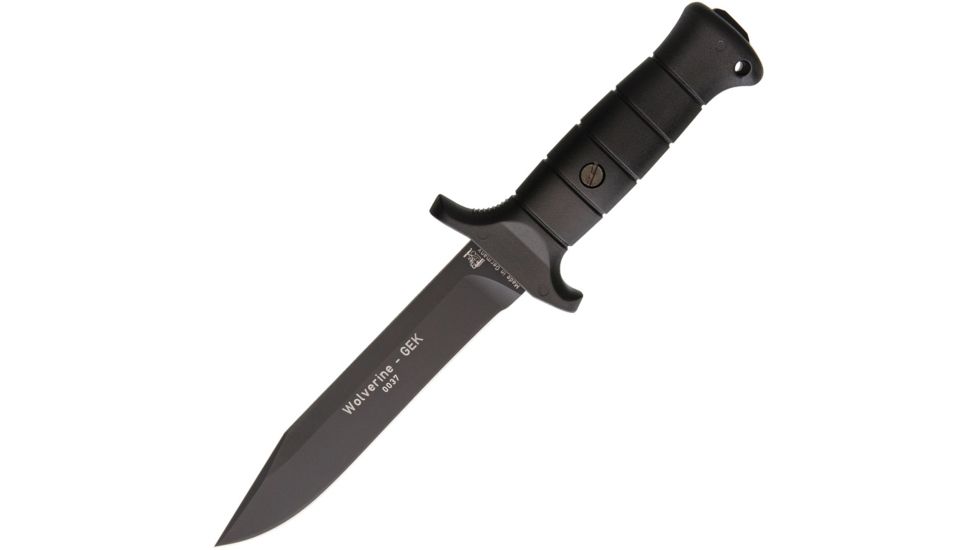 Eickhorn Solingen Wolverine Black Fixed Blade Knife, 11.75in, 6.75in, K110 Tool Steel, Standard Edge, Black Handle EI825239