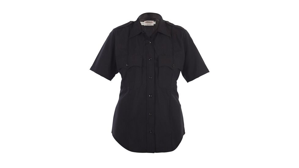 Womens, Navy, Distinction Plain Pocket Short Sleeve Shirts, Without Creases, Ladies Choice