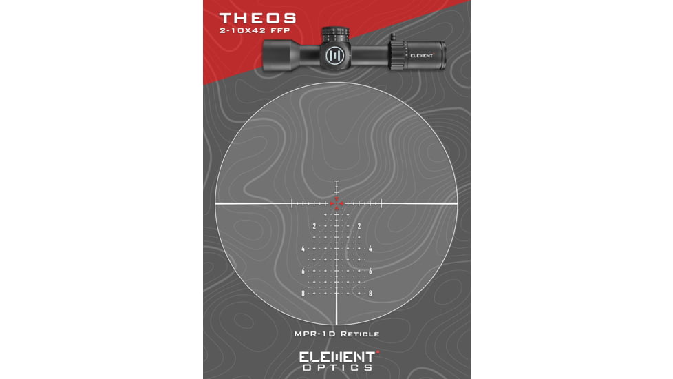 Element Optics Theos 2-10x42mm LPVO 34mm Tube Rifle Scope, First Focal Plane, MPR-1D, Black, ELE50063