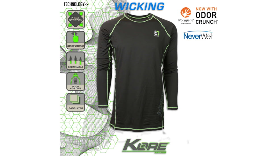 Element Outdoors Kore Series Light Thermal Long-Sleeve Shirt - Mens, BLACK, X-Large, KS-LTLS-XL-BK