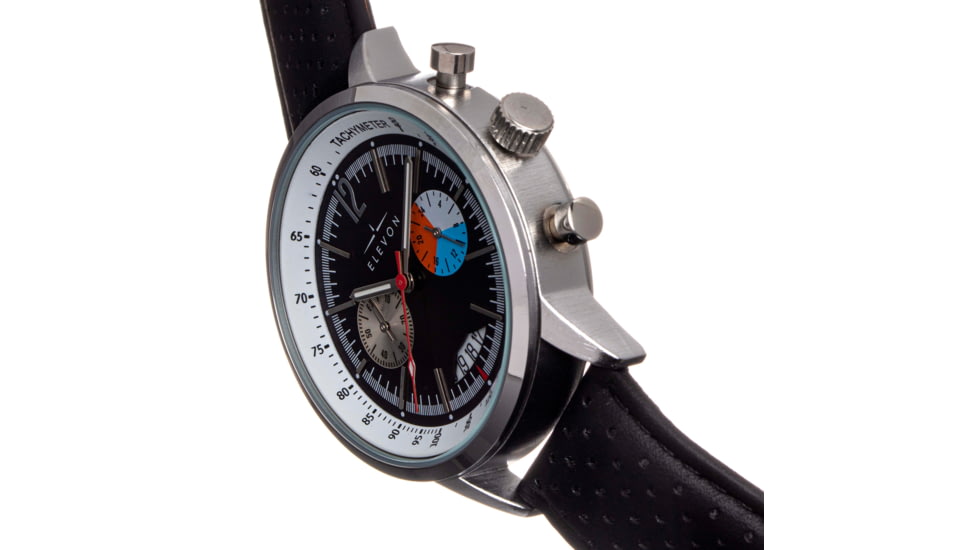 Elevon Genuine Leather-Band Watch w/Date, Black, ELE125-2, Black, One Size, ELE125-2