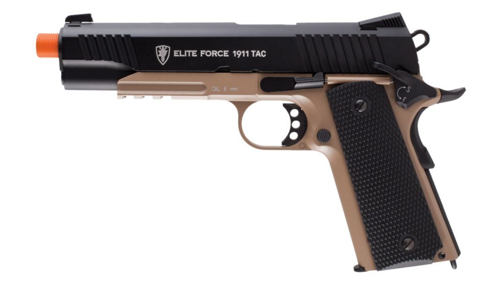 Elite Force 1911 TAC Airsoft Pistol,Gen 3,6mm cal,14rd Capacity,Black/Dark Earth Brown 2279068