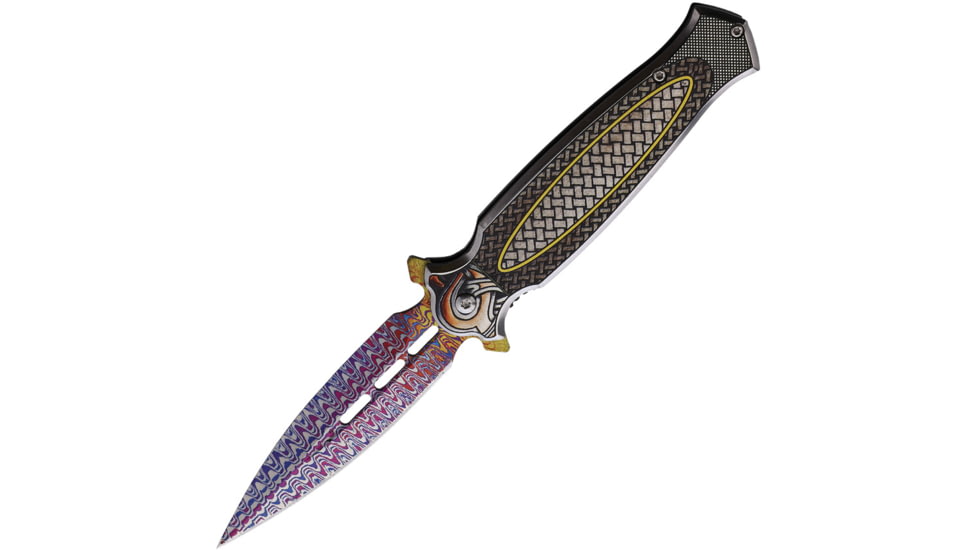 ElitEdge Dagger Spectrum A/O Folding Knife, 4.75in Closed, 3.75in, Spectrum False Edge Stainless Blade, Stainless Handle, 10-A37RBD