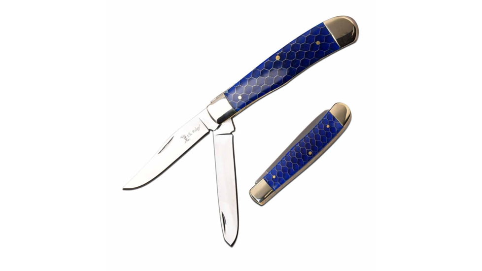 Elk Ridge ER-938BL Manual Folding Knife, 3.25in, 3CR13 Stainless Steel, Spey, Steel Blade, C-Tec Handle, Blue, ER-938BL
