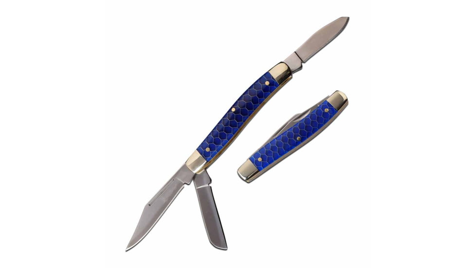 Elk Ridge ER-939BL Manual Folding Knife, 3in, 3CR13 Stainless Steel, Clip Point, Satin Blade, C-Tec Handle, Blue, ER-939BL
