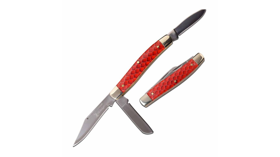 Elk Ridge ER-939RD Manual Folding Knife, 3in, 3CR13 Stainless Steel, Clip Point, Satin Blade, C-Tec Handle, Red, ER-939RD