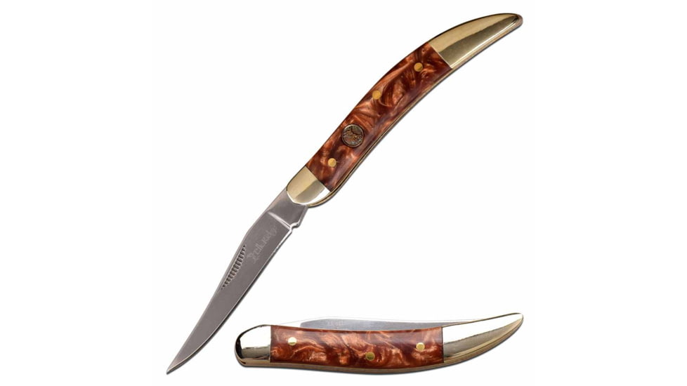 Elk Ridge ER-952BR Manual Folding Knife, 2.25in, 3CR13 Stainless Steel, Toothpick, Steel Blade, Nickle/Resin, ER-952BR