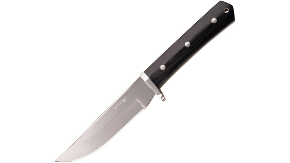 Elk Ridge Fixed Blade Knife, 5 mirror finish 3Cr13 stainless blade, Black polished pakkawood handle, ER-200-24BK