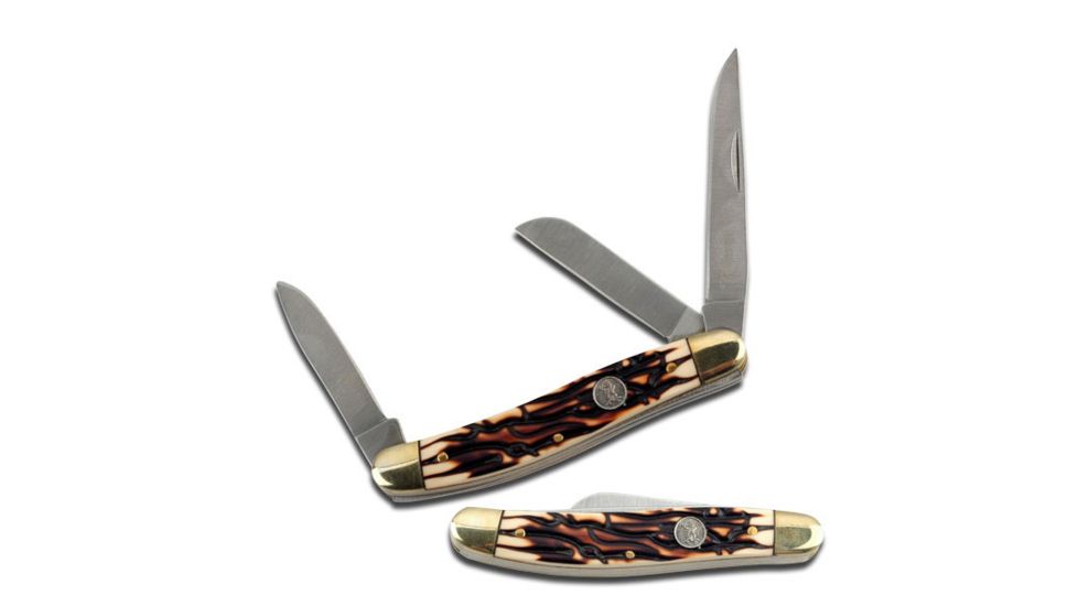 Elk Ridge Folding Blade, 2.75in, Stainless Steel Blade, Imitation Stag Bone Handle ER-323I