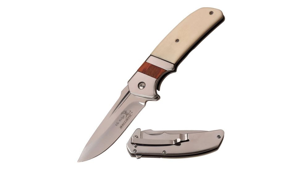 Elk Ridge Folding Blade, 3.5in, Stainless Steel Blade, White Bone Handle ER-A167BN
