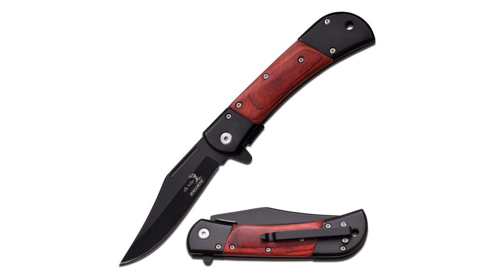 Elk Ridge Folding Blade, 3.75in, Stainless Steel Blade, Brown Pakkawood Handle ER-A009BW