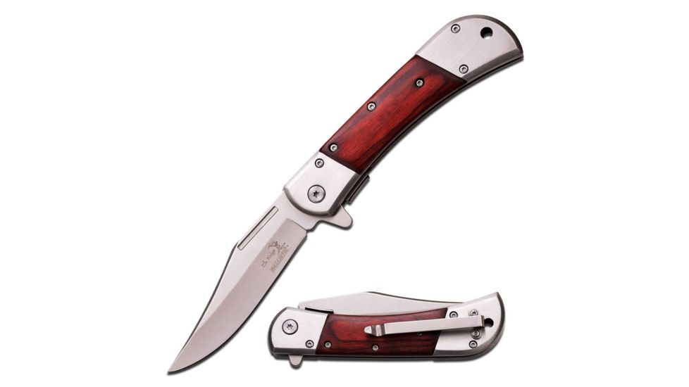 Elk Ridge Folding Blade, 3.75in, Stainless Steel Blade, Brown Pakkawood Handle ER-A009SW