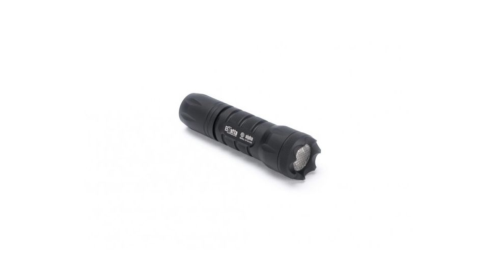 Alpha 1-Cell LED Flashlight,Black,415 Lumens w/Crenellated Bezel Ring,Flood Lens,High/Low Tailcap