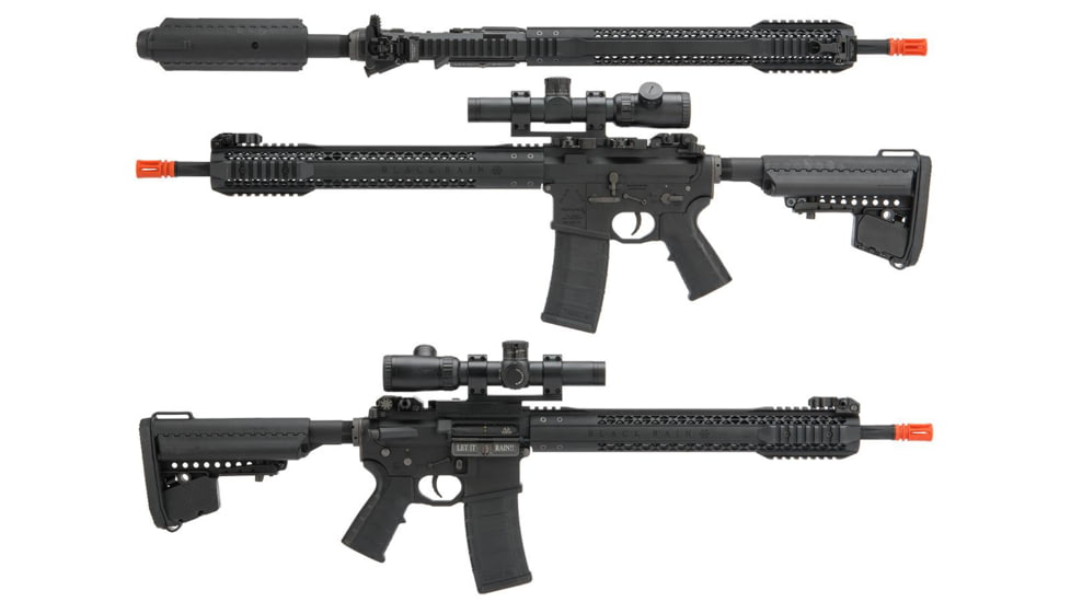 EMG Black Rain Ordnance BRO SPEC15 Licensed AR-15 Airsoft AEG Rifle, Black, Large, KA-EMG-AG-195-BK