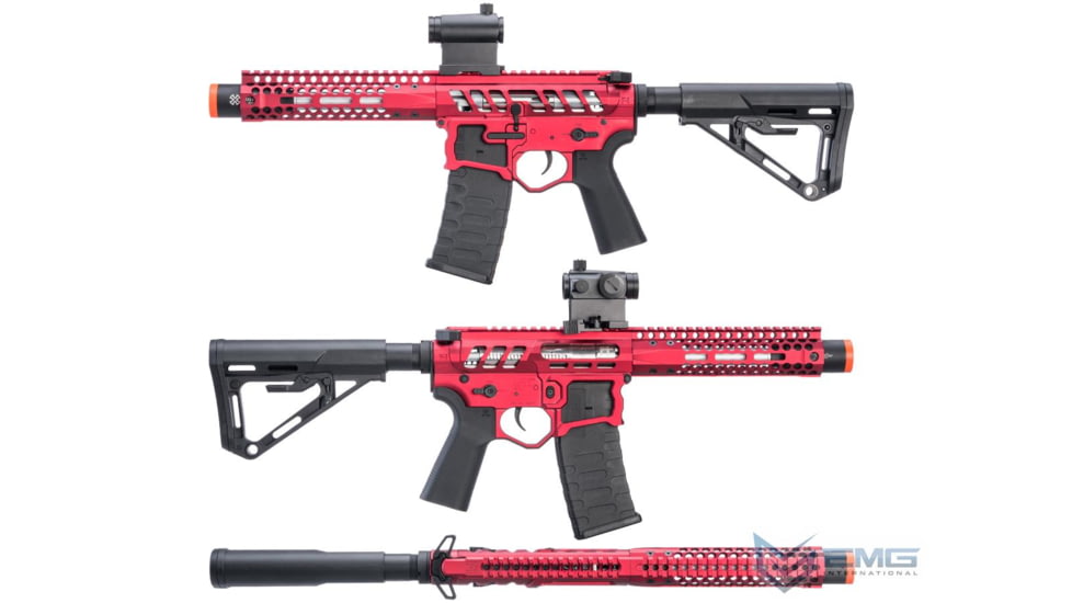 EMG F-1 Firearms PDW AR15 eSilverEdge Airsoft AEG Training Rifle, 3G Style 2, RS3, Red, UPDW-R