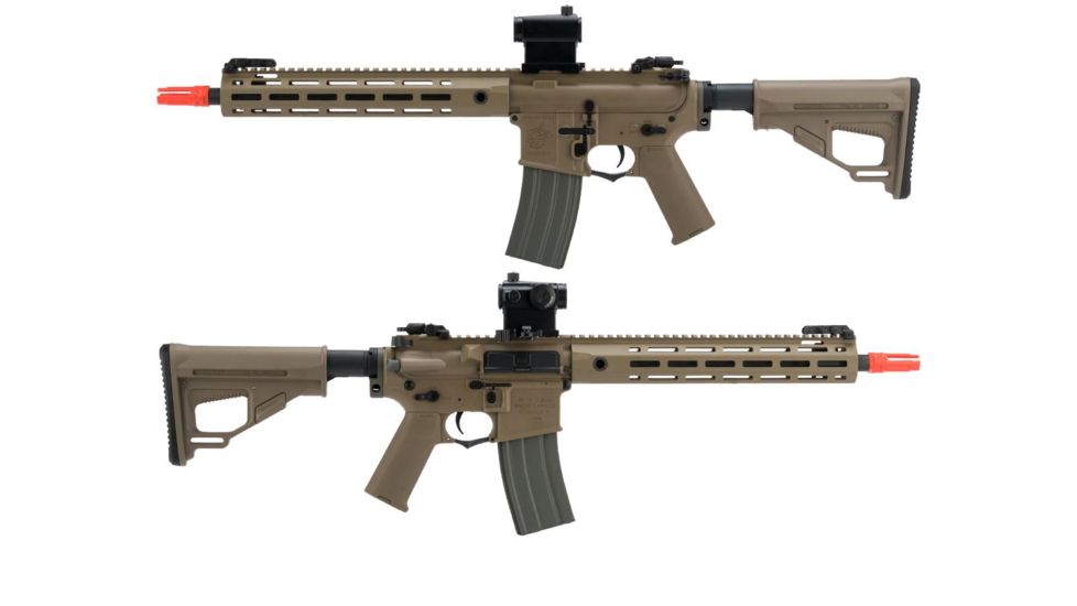 EMG Helios Knights Armament Licensed SR-16E Mod2 MLOK Airsoft AEG Rifle, Carbine, Tan, Large, AR-072E