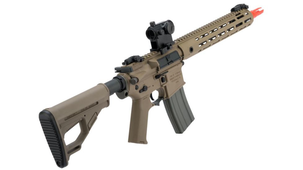 EMG Helios Knights Armament Licensed SR-16E Mod2 MLOK Airsoft AEG Rifle, Carbine, Tan, Large, AR-072E