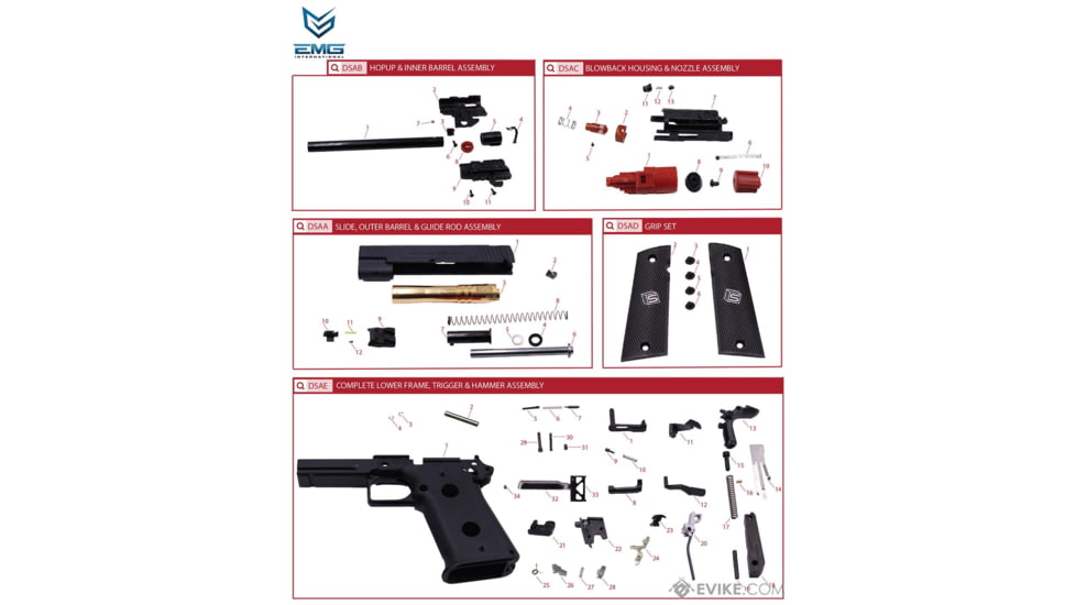 EMG Salient Arms International 2011 DS Full Auto Select Fire GBB Pistol, 4.3 CO2, Black, Medium, SA-DS0250