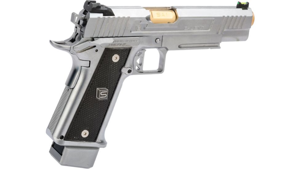 EMG Salient Arms International 2011 DS Full Auto Select Fire GBB Pistol, 5.1 Green Gas, Silver, Medium, GP-SAI-DS0101-FA