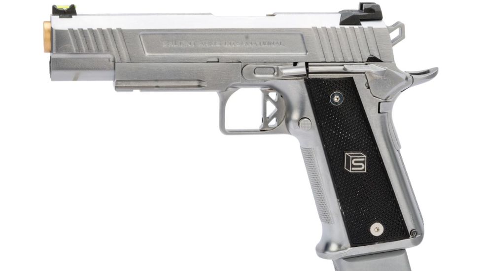 EMG Salient Arms International 2011 DS Full Auto Select Fire GBB Pistol, 5.1 Green Gas, Silver, Medium, GP-SAI-DS0101-FA
