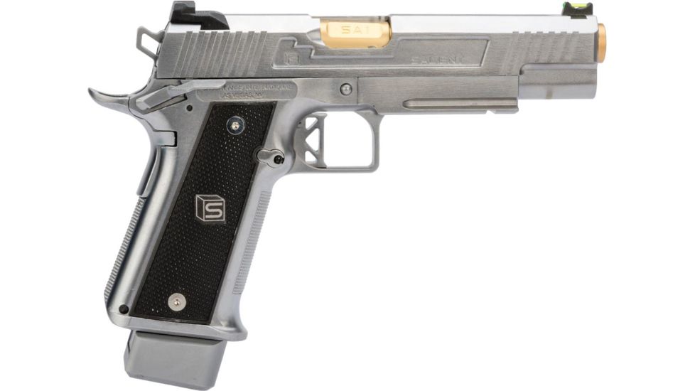 EMG Salient Arms International 2011 DS Full Auto Select Fire GBB Pistol, 5.1 Green Gas, Silver, Medium, GP-SAI-DS0101-FA