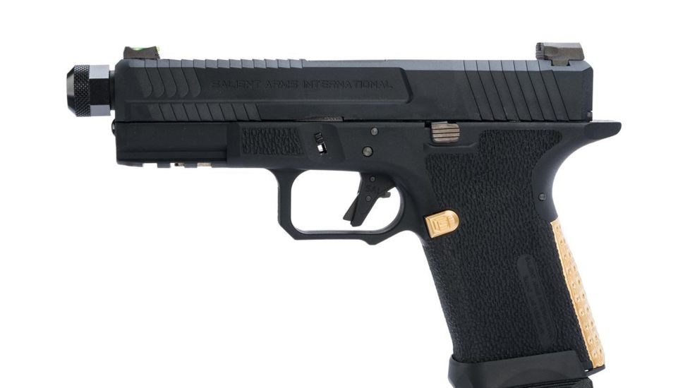 EMG Salient Arms International Blu Compact Airsoft Training Weapon, w/Green Gas Mag, Black, Medium, SA-BL0200