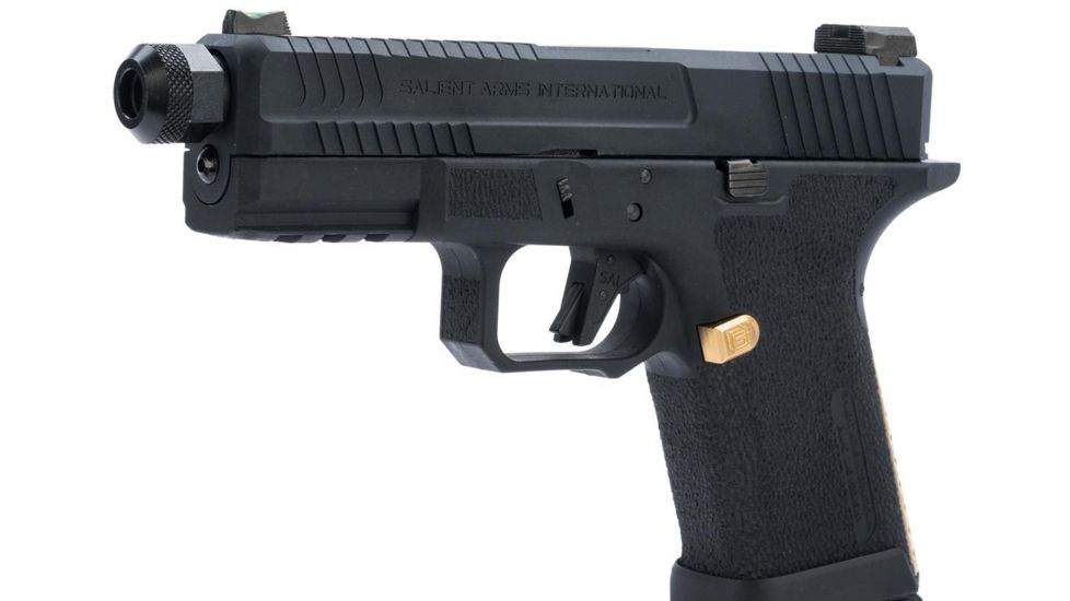 EMG Salient Arms International Blu Compact Airsoft Training Weapon, w/Green Gas Mag, Black, Medium, SA-BL0200