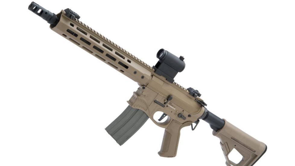 EMG Sharps Bros Hellbreaker II Licensed Advanced M4 Airsoft AEG Rifle, 10in SBR, Tan, Large, M4-SB10-DE