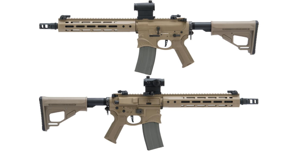 EMG Sharps Bros Hellbreaker II Licensed Advanced M4 Airsoft AEG Rifle, 10in SBR, Tan, Large, M4-SB10-DE