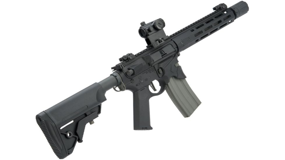 EMG Sharps Bros Overthrow Licensed Full Metal Advanced M4 Airsoft AEG Training Rifle w/Slim Motor Grip, 12in SBR, Black, Large, M4-SB-OT-M-BK