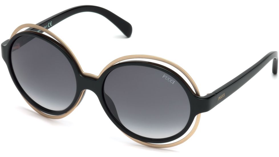 Emilio Pucci EP0055 Sunglasses - Shiny Black Frame Color, Gradient Smoke Lens Color