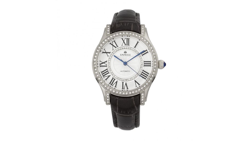 Empress Xenia Automatic Leather-Band Watch, Black, EMPEM2601