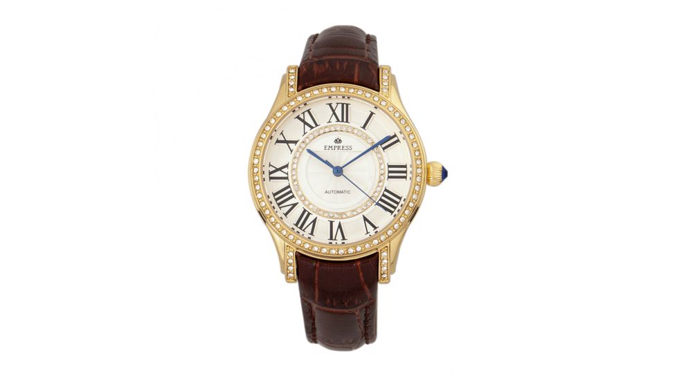 Empress Xenia Automatic Leather-Band Watch, Brown, EMPEM2603