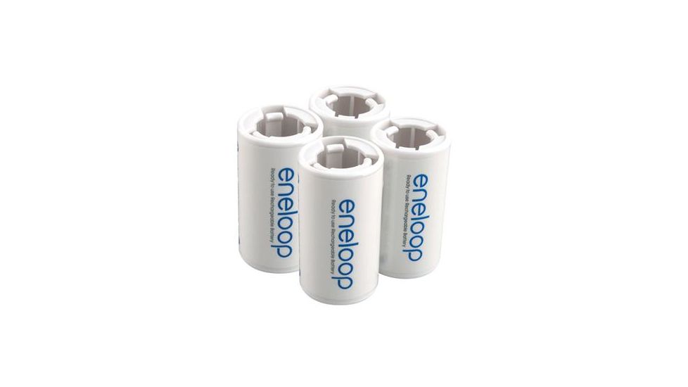 Eneloop C Cell Spacer AA Battery Converters - 4 Pack, White, BQ-BS2E4SA