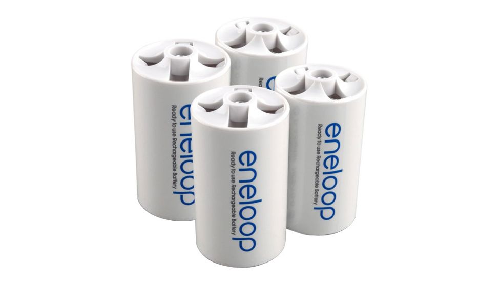 Eneloop D Cell Spacer AA Battery Converters - 4 Pack, White, BQ-BS1E4SA