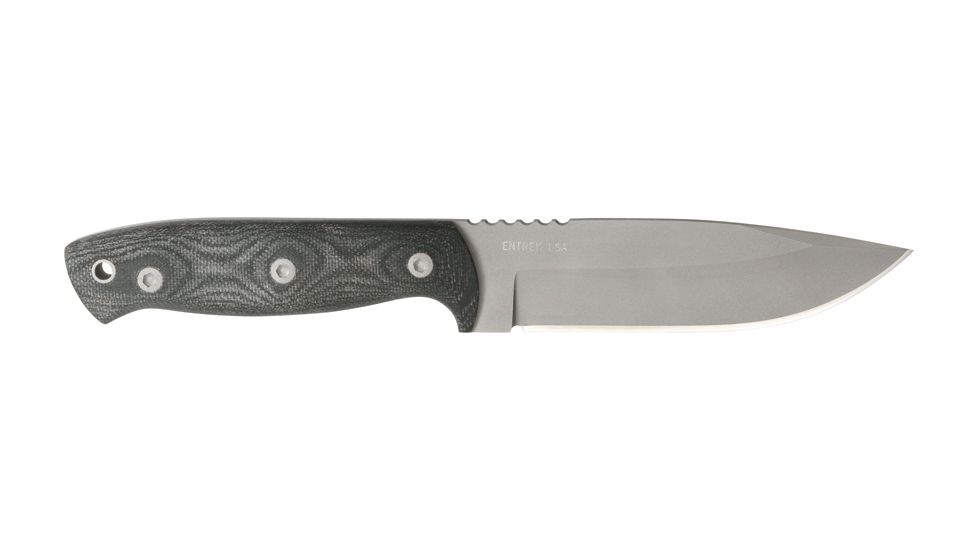 Entrek 11 Bravo Fixed Blade Knife, 4.75in, Stainless Blade, Black Canvas Micarta Handle EN24