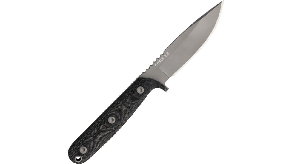 Entrek Backup Utility Fixed Blade Knife, 3.875in, Stainless Blade, Black Canvas Micarta Handle EN30