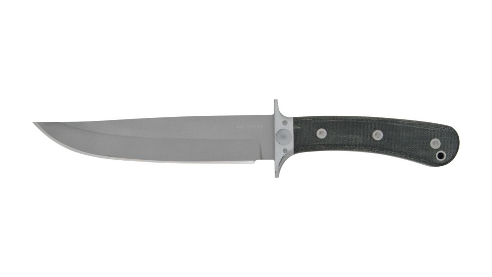 Entrek Buffalo Fixed Blade Knife,Stainless Blade, Black Canvas Micarta Handle EN16
