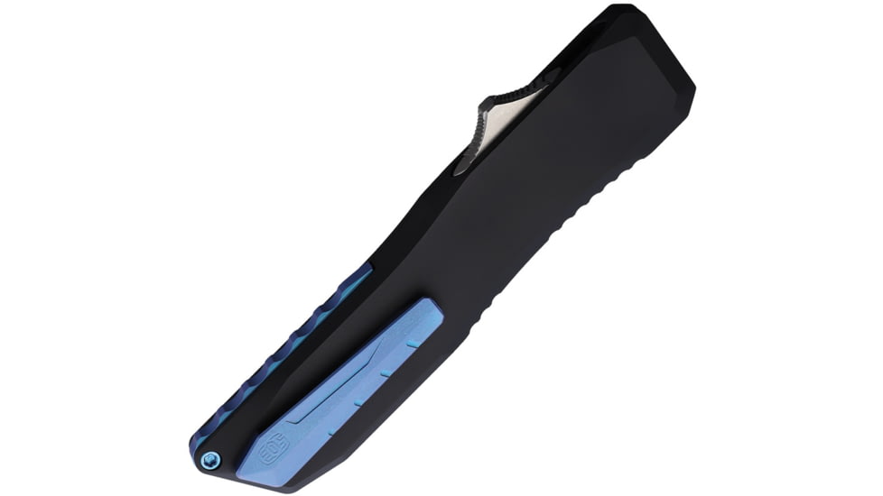 EOS Harpoon Dagger Automatic Folding Knife, 3.6in, CPM 20CV, Spear Point, Aluminum/Titanium Black Handle, Black, AUTO BLACK BLUE DAGGER