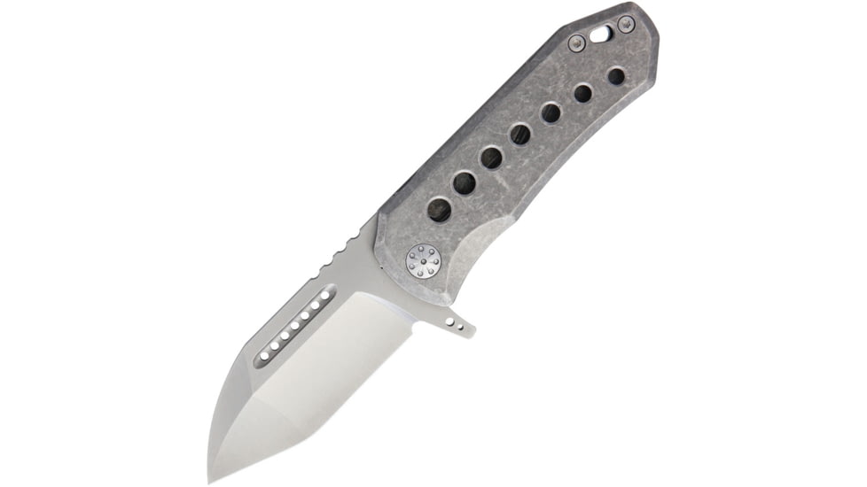 EOS Orca S Framelock SW Folding Knife, 3in Stonewash Cpm S35Vn SS Modified Tanto Blade, Stonewash Titanium Handle, ORCA-S