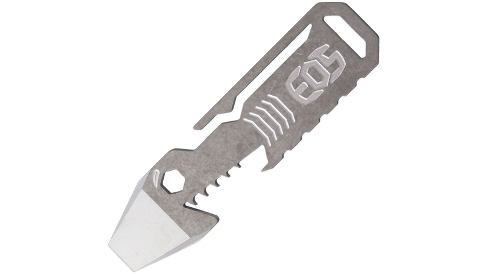 EOS Shark Multi Tool Raw, 4in Overall, Titanium Construction, Bottle Opener L Hex/Bit Driver L Lanyard Loop L Pocket Clip L Pry Bar, Raw Finish, SHK-RW
