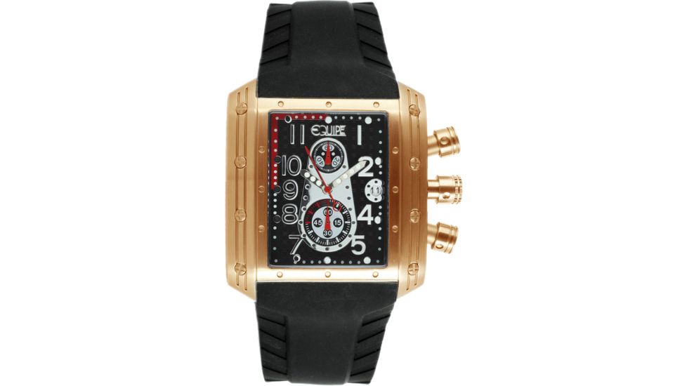 Equipe E405 Big Block Mens Watch - Rosegold Case, Black Dial, Black Strap